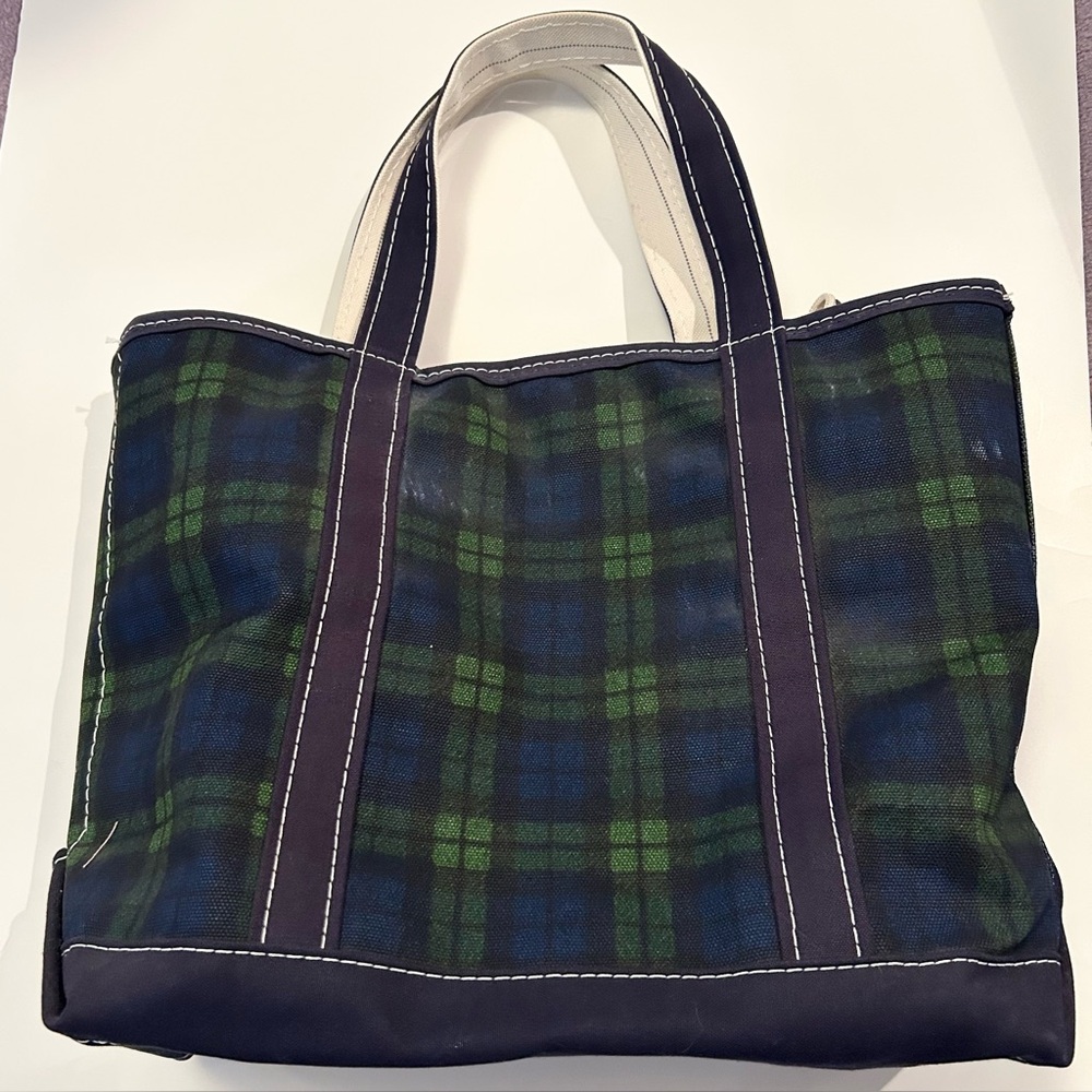 Vintage LL Bean Boat & Tote Bag - Rare Plaid, Made in USA